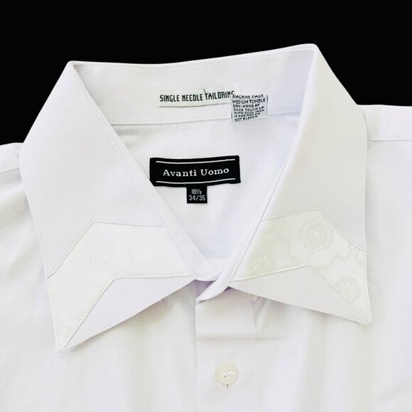 Avanti Uomo Men's Lavender Long-Sleeve Dress Shirt Size 18.5 34/35 Button Down - Picture 5 of 11